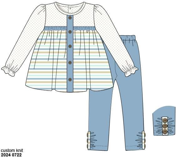 RTS: Seagrove Stripes- Girls Simple Knit Legging Set