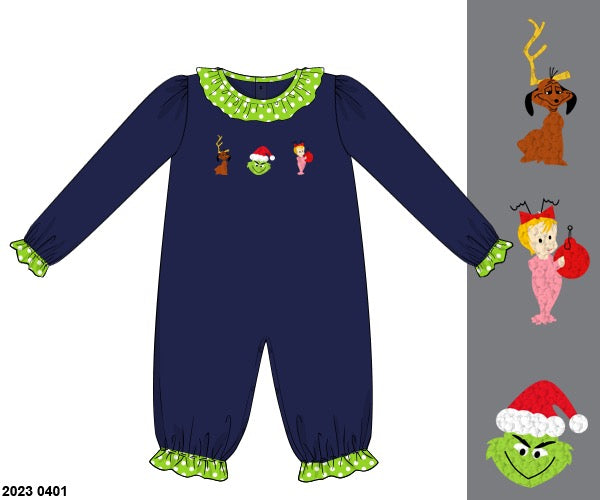 RTS: Mean One- French Knot Girls Knit Romper