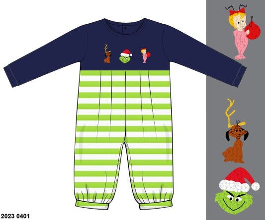 RTS: Mean One- French Knot Boys Knit Romper