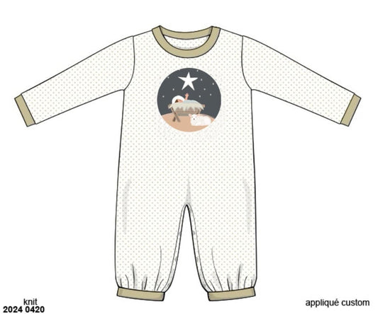 RTS: Away in a Manger- Boys Knit Romper