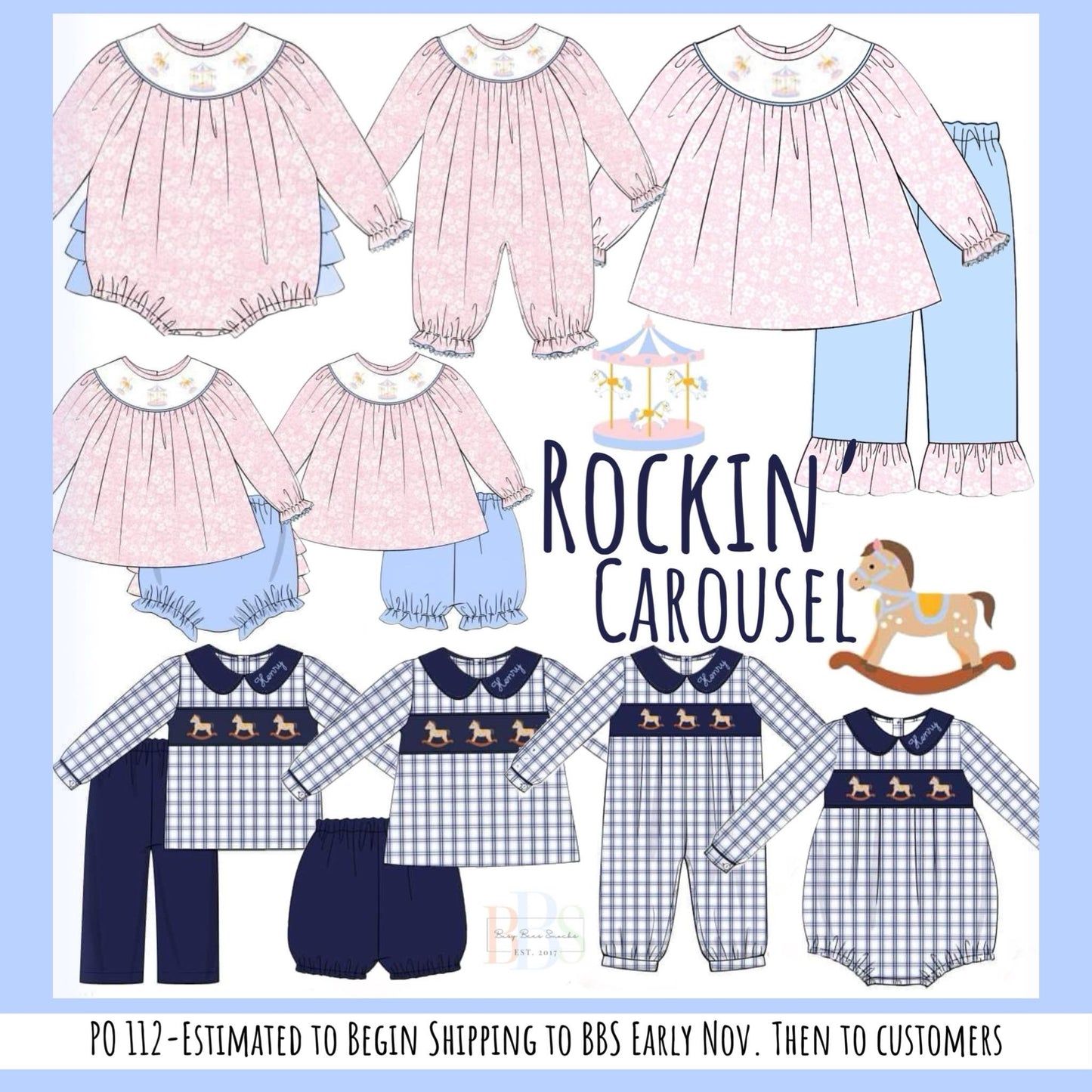 RTS: Rockin' Carousel- Girls Knit Bubble Short Set