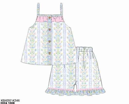 Pre Order 122: Matilda Floral & Plaid- Girls 2pc Knit Lounge Set