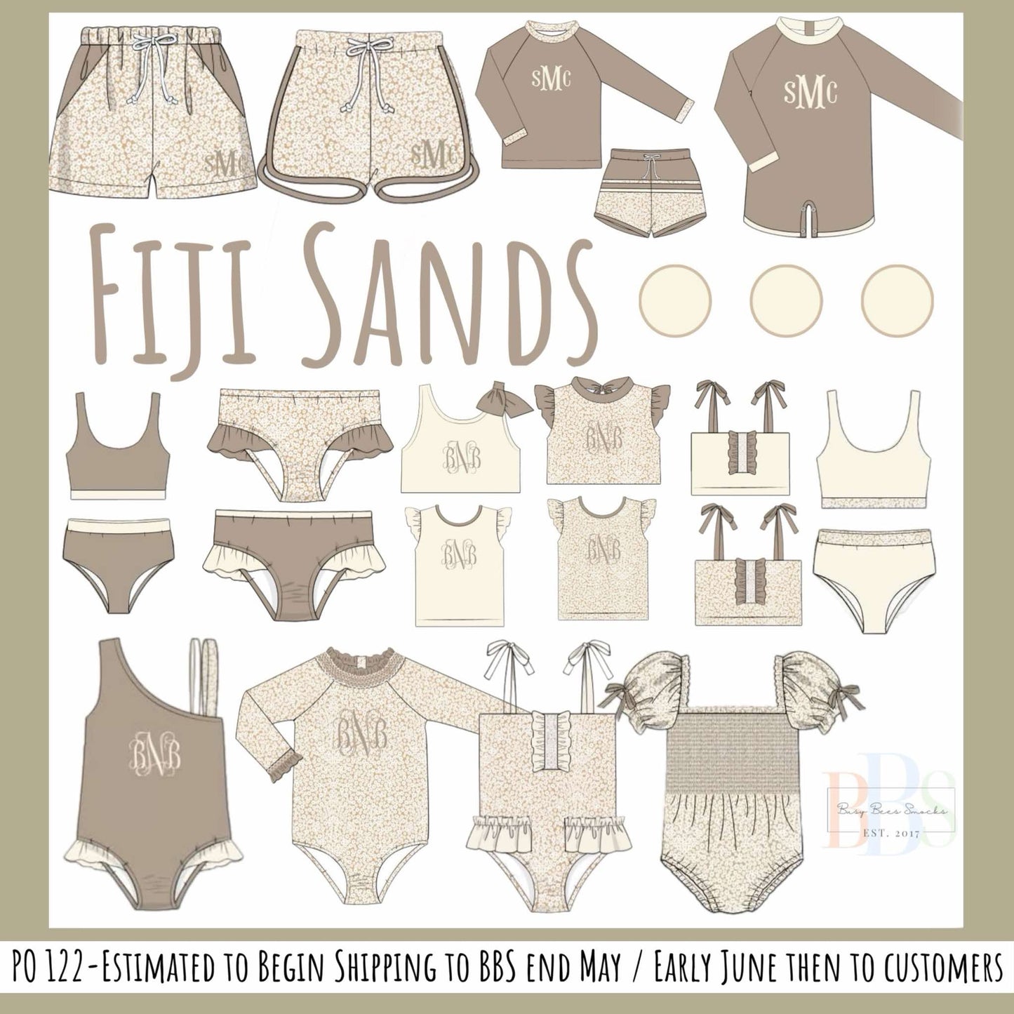 Pre Order 122: Fiji Sands- Girls Floral Ruffle Rash Guard Bottoms