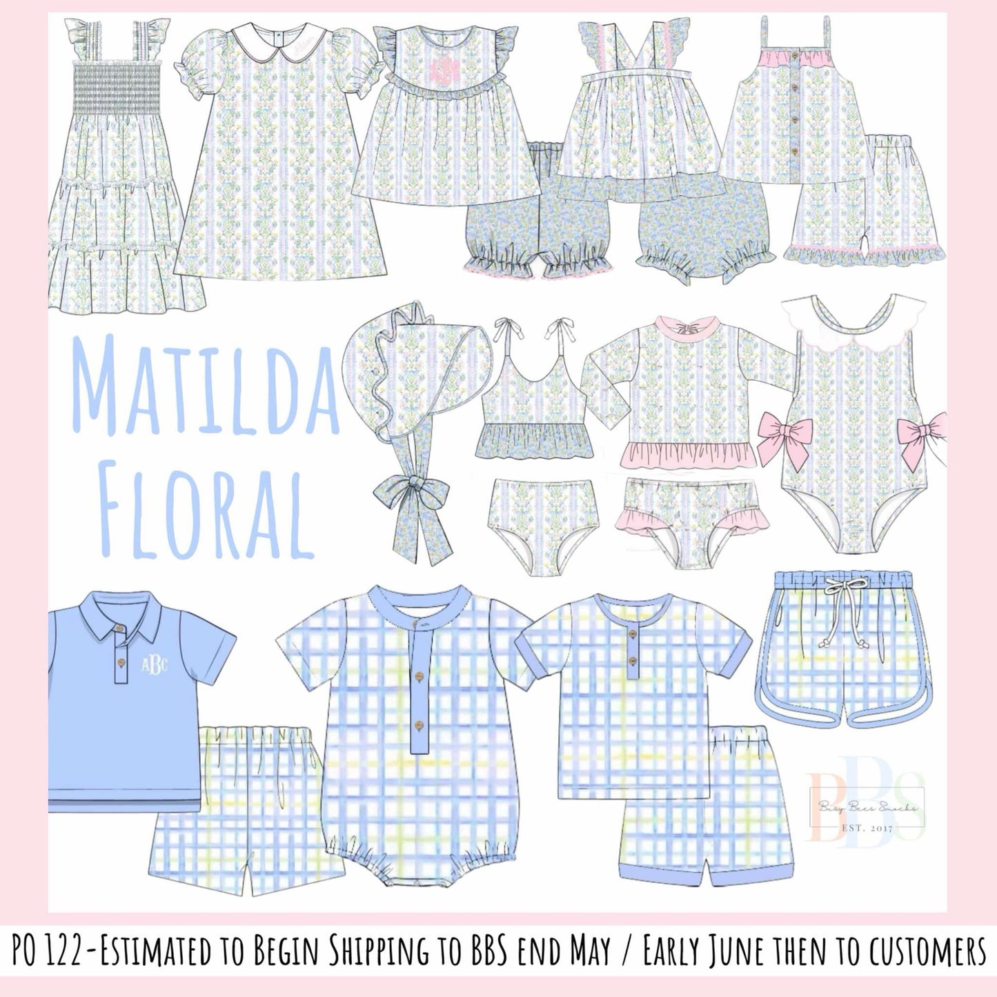 Pre Order 122: Matilda Floral & Plaid- Girls Woven Bubble Short Set