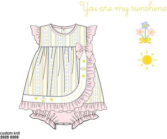 Pre Order 123: You Are My Sunshine- Girls Knit Bubble