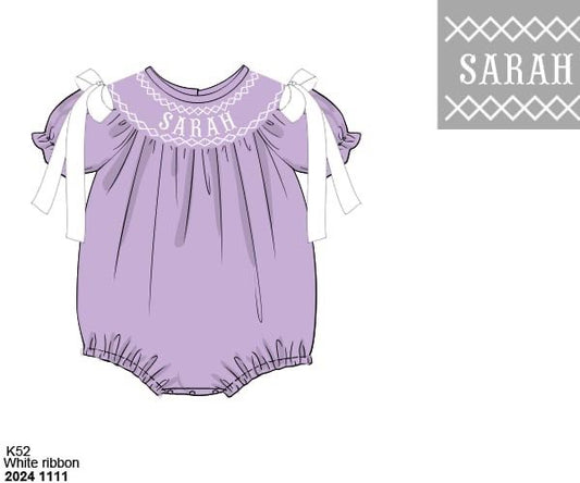 Pre Order 119: Simple Name Smocks- Girls Lavender Knit Bishop Bubble