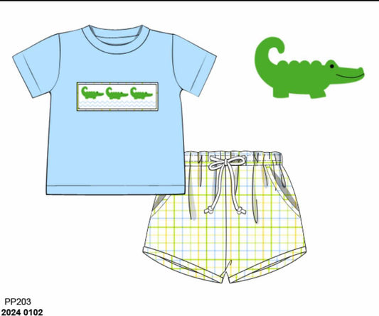 Pre Order 122: Later Gator- Boys Knit Shortie Set