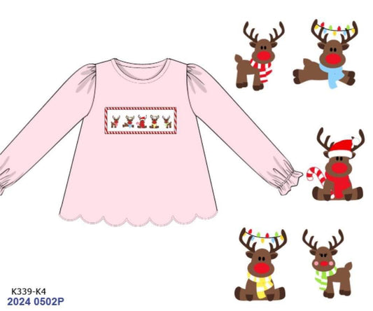 RTS: 25 Days of Christmas- Girls Reindeer Games Knit Shirt