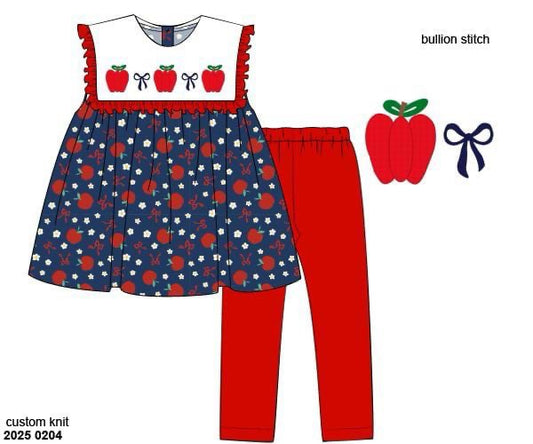 Pre Order 123: Lae Lae's Apples- Girls Knit Legging Set