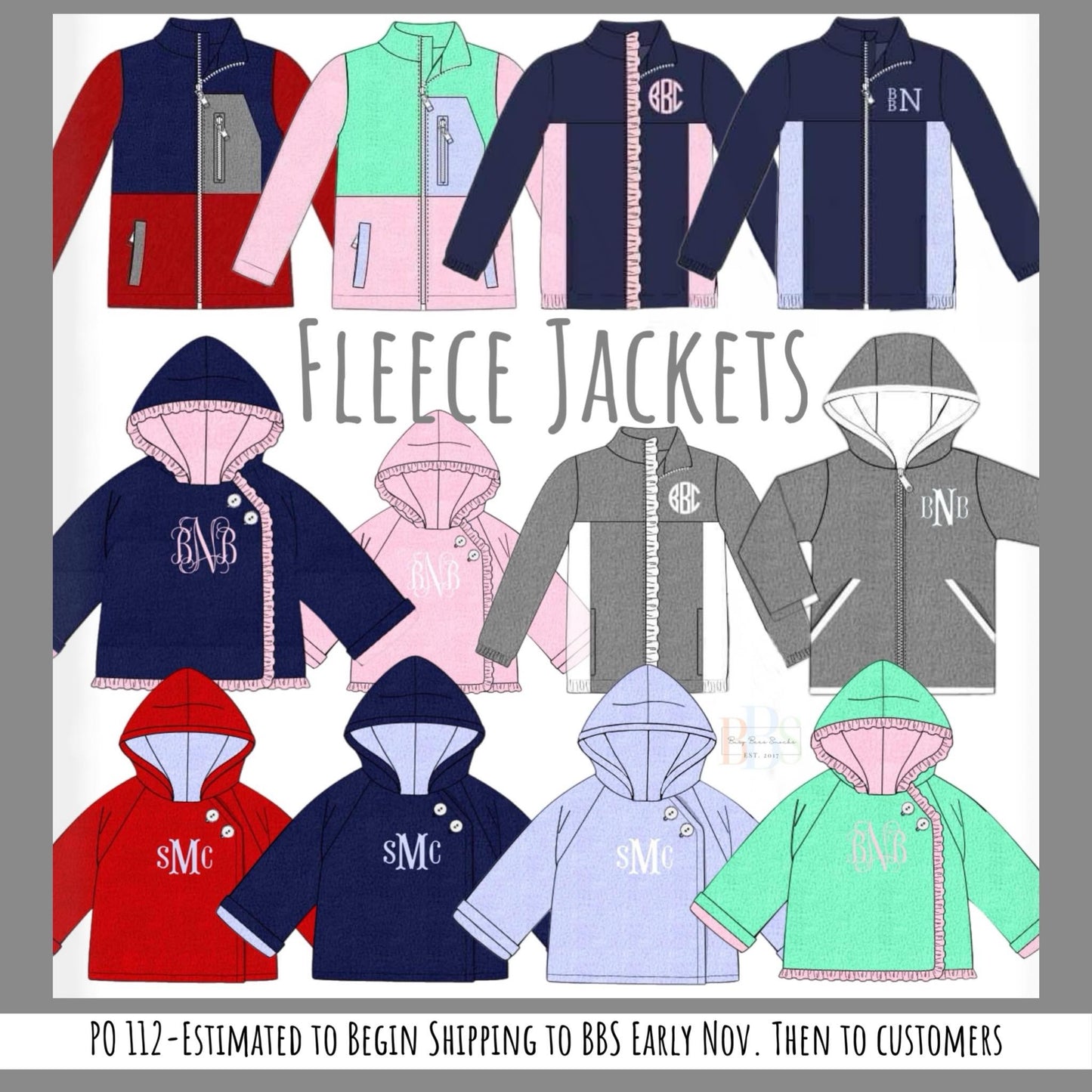 RTS: Fleece Jackets- Girls Color Block Zipper Fleece