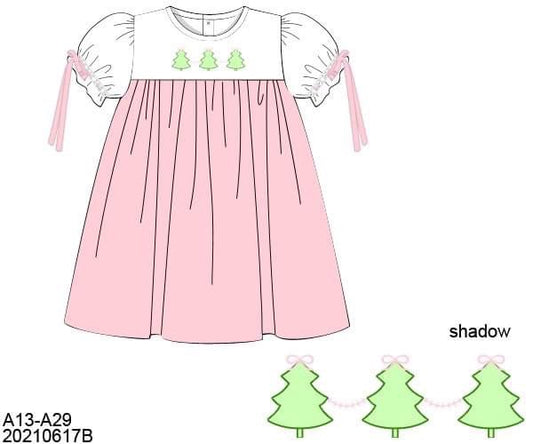 RTS: Yuletide Shadowed Trees- Girls Woven Dress