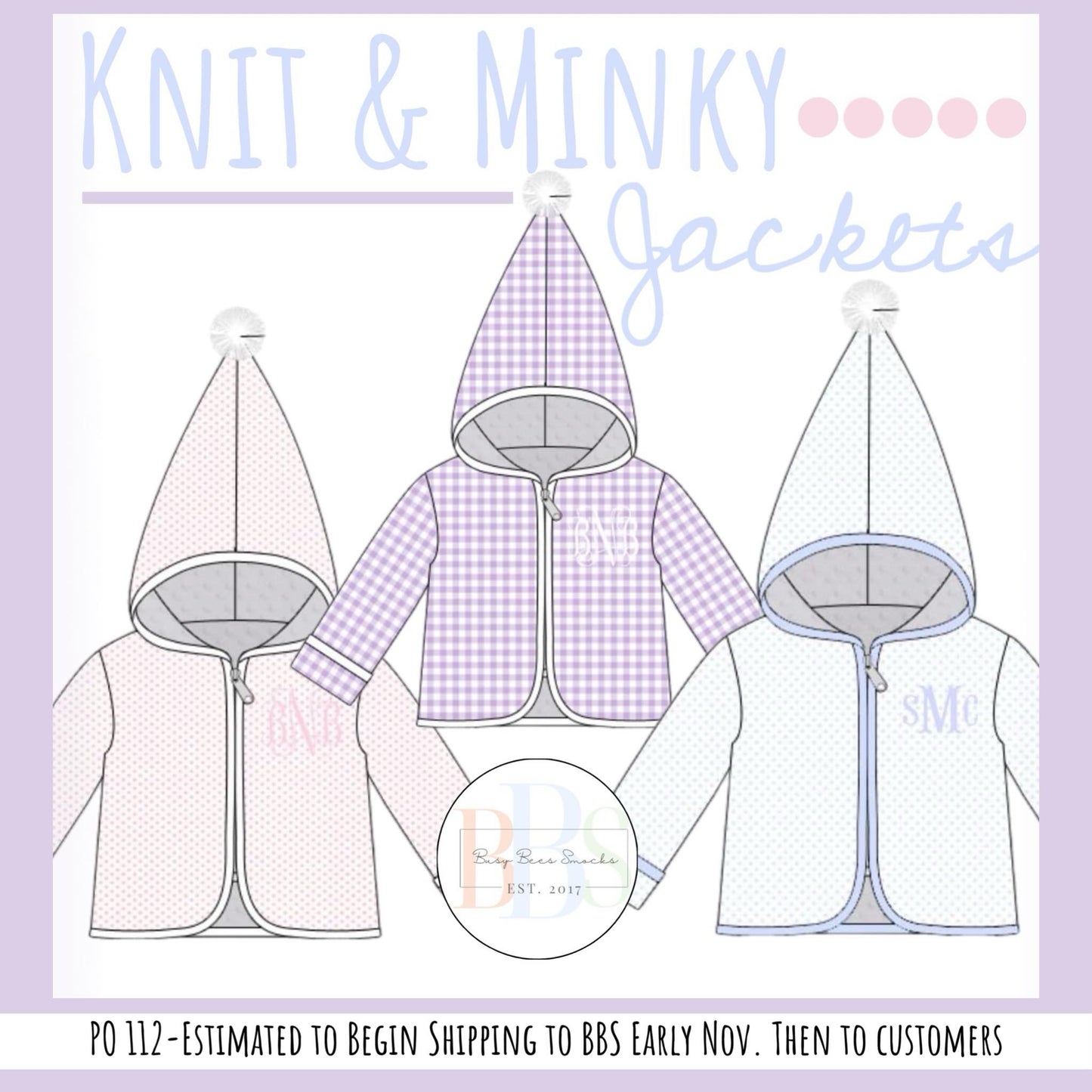 RTS: Knit & Minky Jackets- Blue Bitty Dot (No Monogram)