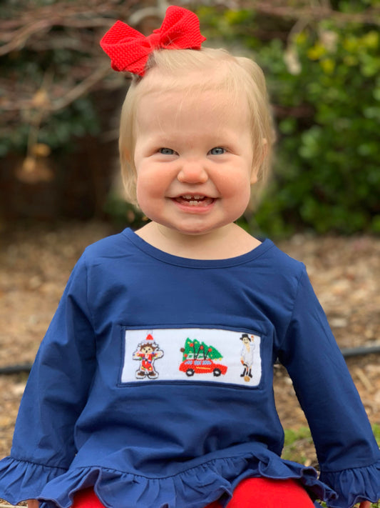 RTS: 25 Days of Christmas- Girls Smocked Vacation Knit Shirt