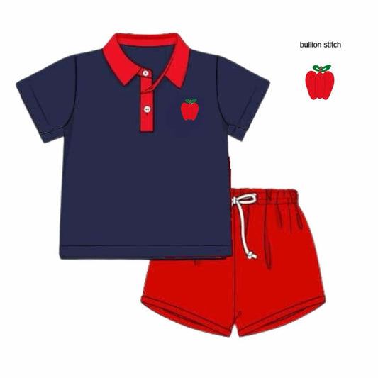 Pre Order 123: Lae Lae's Apples- Boys Knit Shortie Set