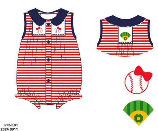 Pre Order 116: Home Team- Girls Smocked Knit Bubble