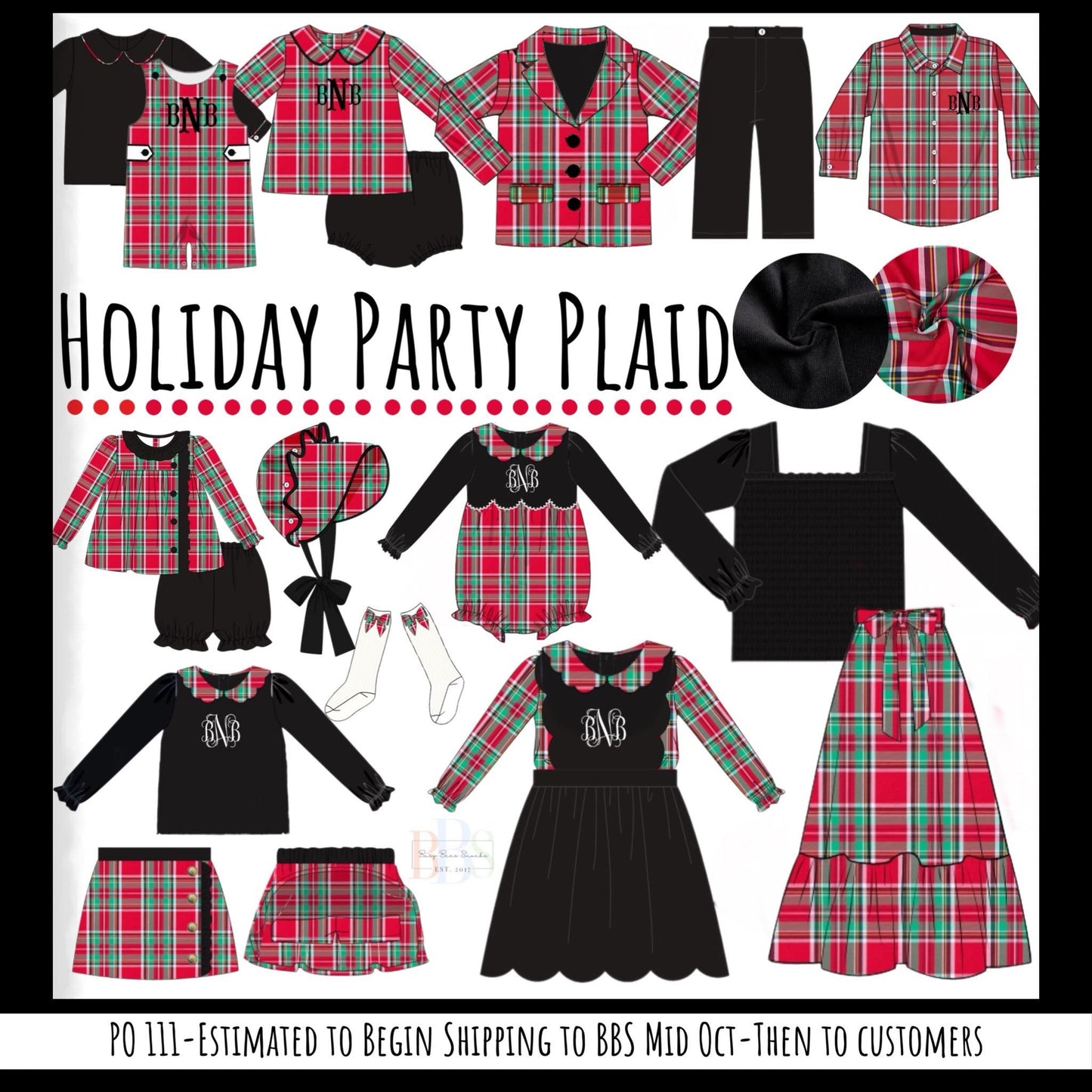 RTS: Holiday Party Plaid- Boys 2pc Woven Shortall