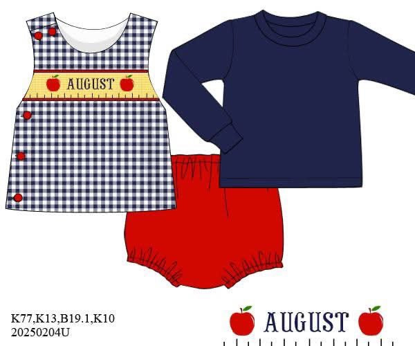 Pre Order 123: Ruler Name Smocks- Boys Knit Diaper Set