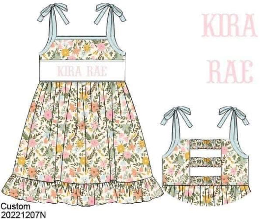 Pre Order 122: Kira Rae- Girls Knit Name Smock Dress