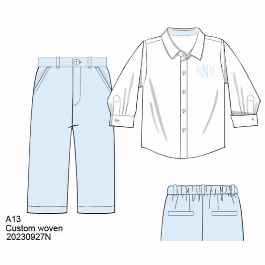 Pre Order 116: Timeless Spring- Boys Woven Pant Set