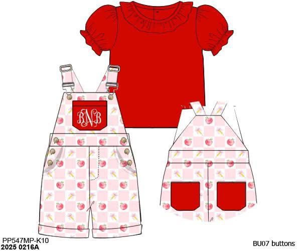 Pre Order 123: Teachers Pet- Girls Woven Overalls