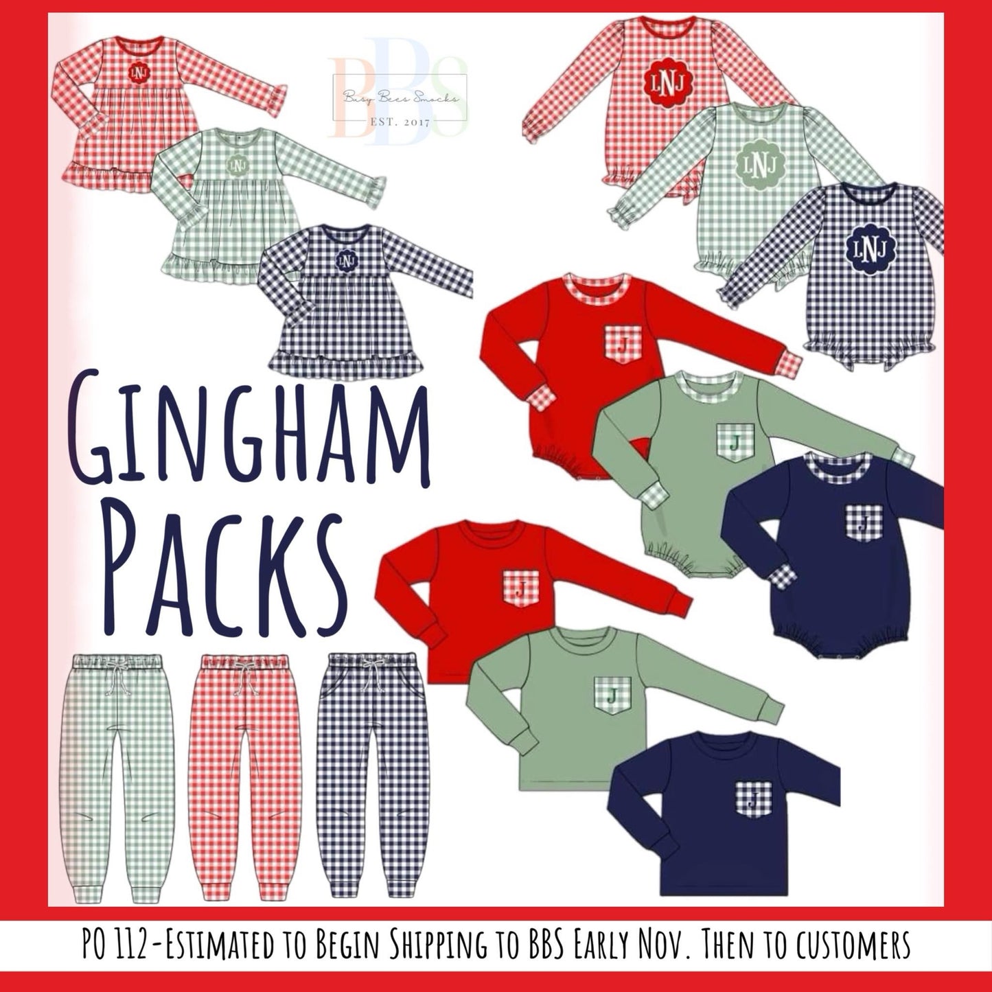 RTS: Gingham Packs- Boys Knit Shirts (No Monogram)