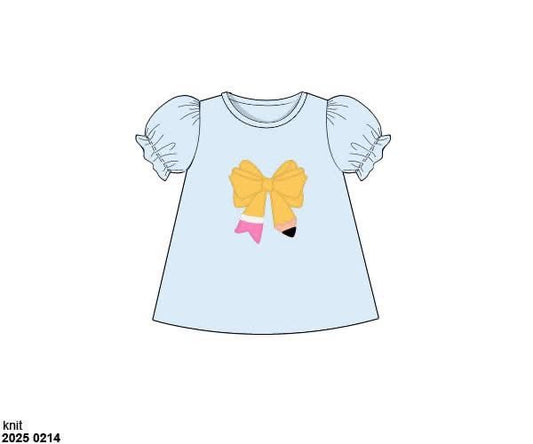 Pre Order 123: BTS Knit Shirt Only- Girls Pencil Bow