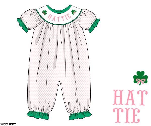 Pre Order 116: Shamrock Name Smocks- Boys Knit Romper