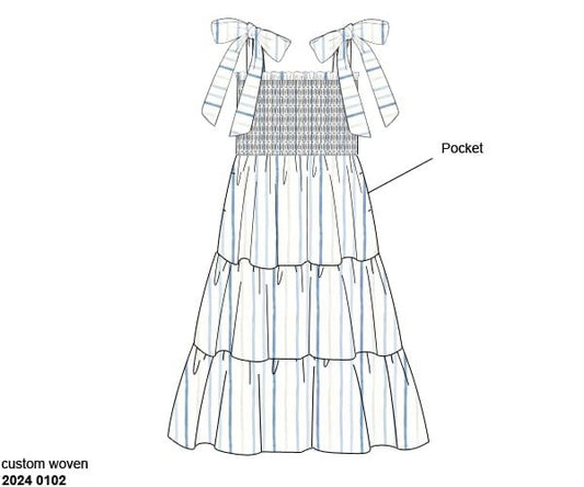 Pre Order 119: Blue Crabs & Fish- Mom/Mini Woven Midi Dress