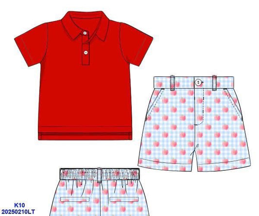 Pre Order 123: Teachers Pet- Boys Woven Traditional Short Set