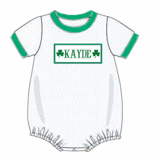 Pre Order 116: Shamrock Name Smocks- Boys Knit Bubble