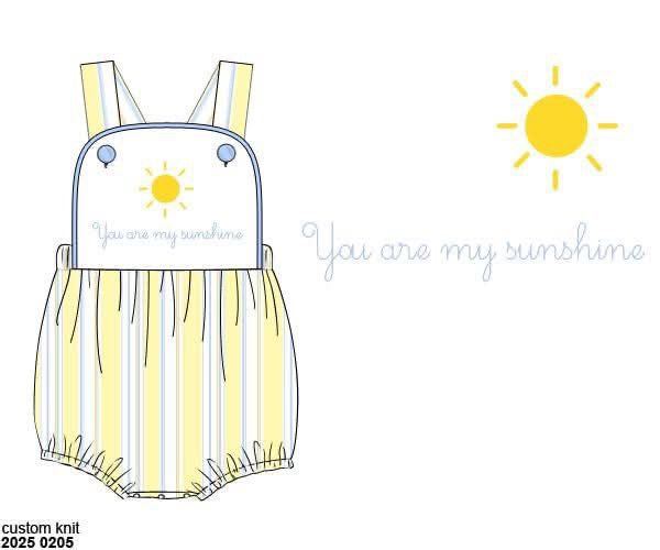 Pre Order 123: You Are My Sunshine- Boys Knit Sunsuit