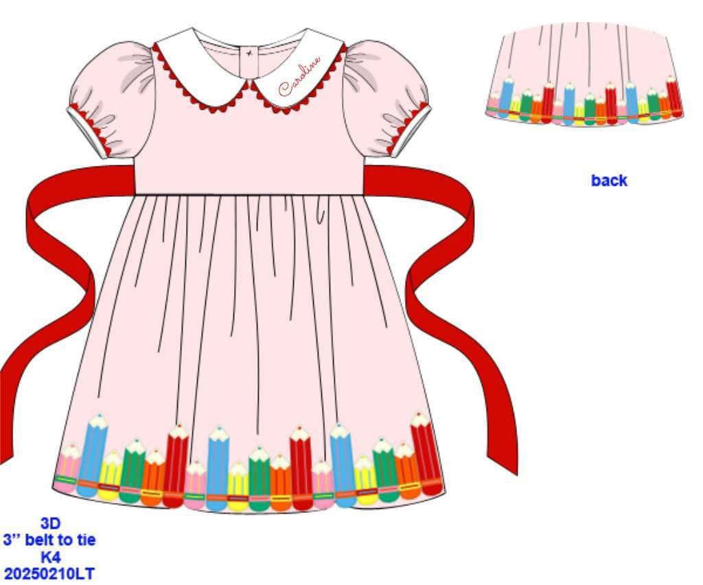 Pre Order 123: Colored Pencils- Girls Woven Dress