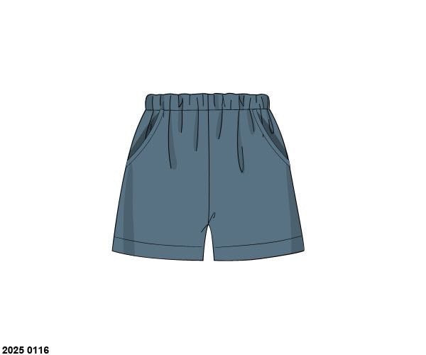 Pre Order 123: Boys Knit Bottoms- Blue Stone Traditional Shorts