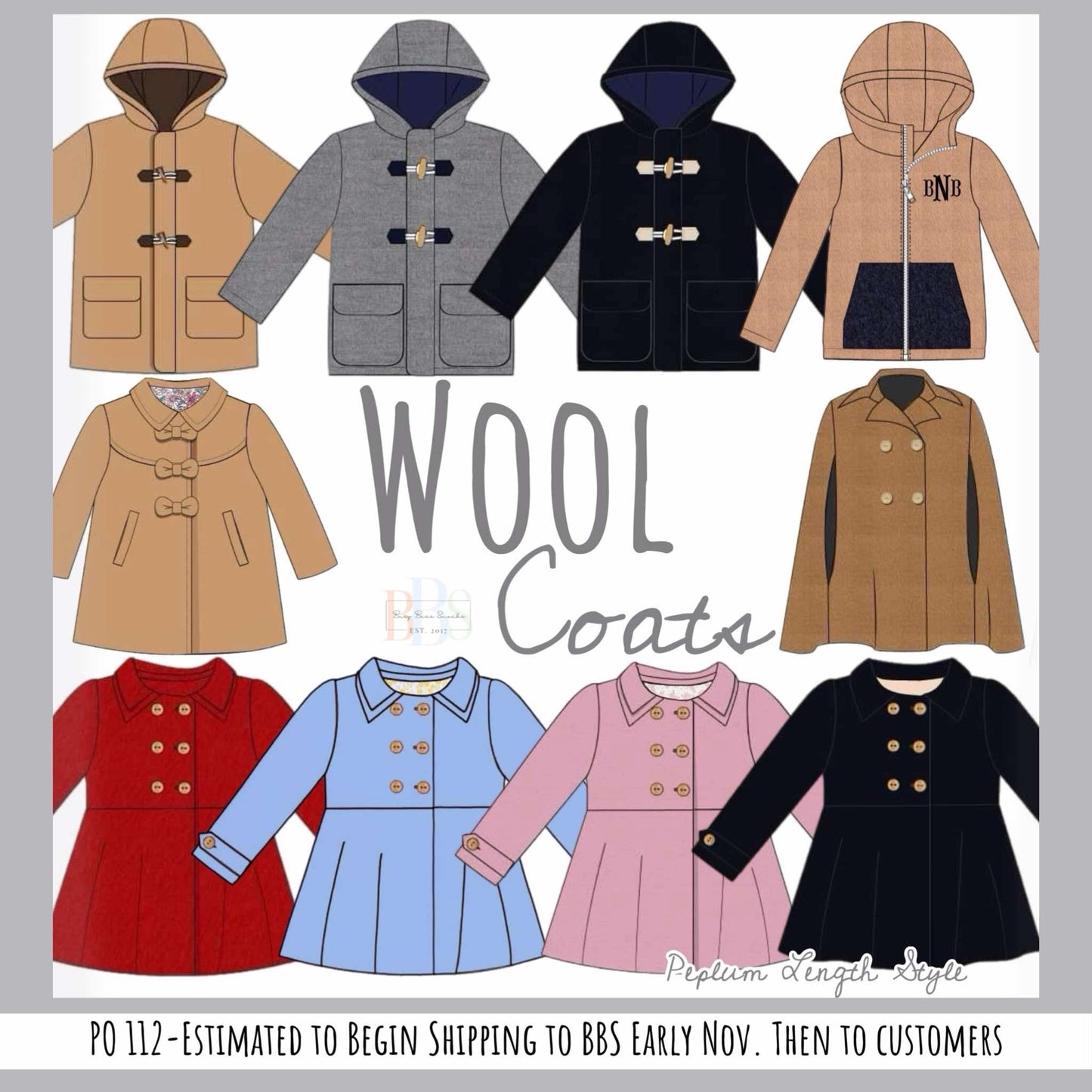 RTS: Wool Coats- Mom/Mini Blue Peacoat