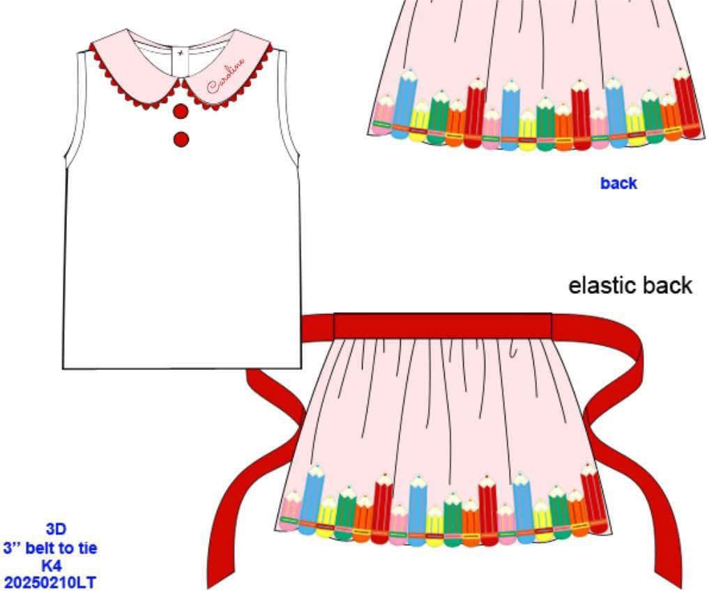 Pre Order 123: Colored Pencils- Girls Woven Skort Set