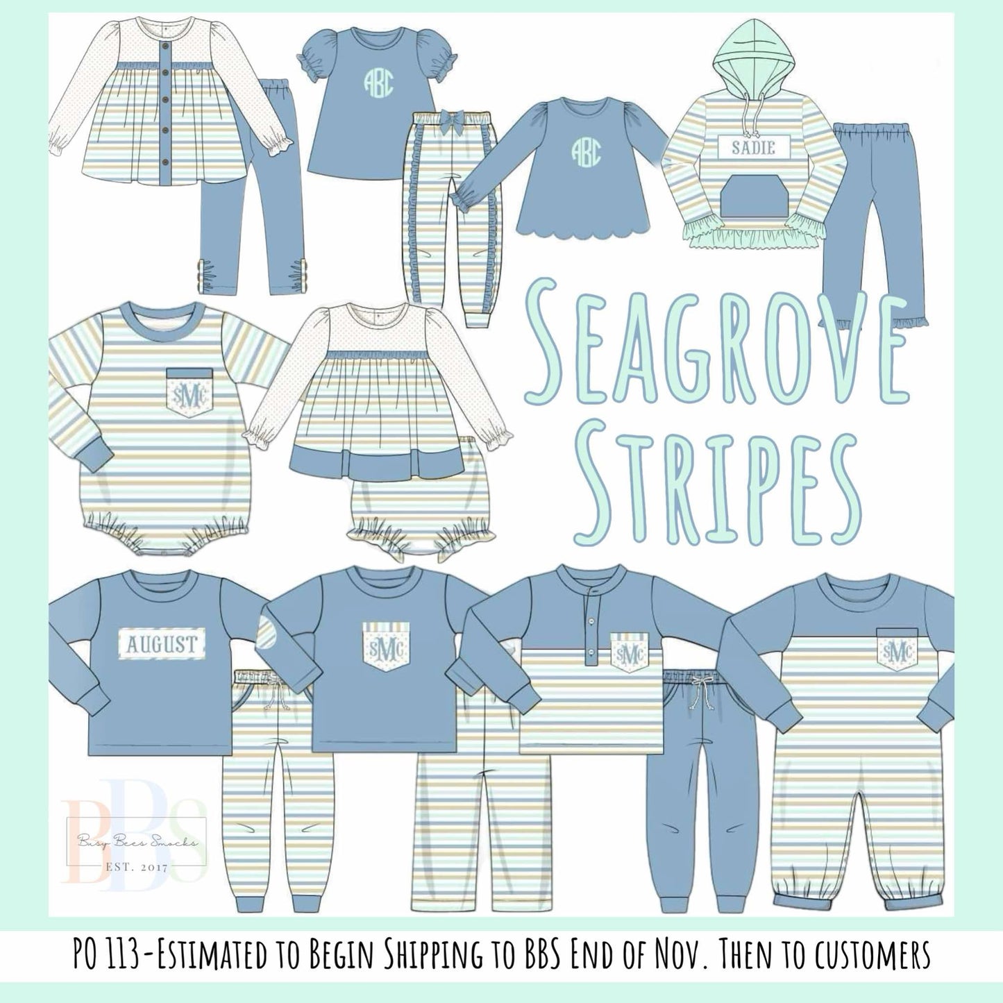 RTS: Seagrove Stripes- Girls 3pc Knit Jogger Set (Without Monogram)