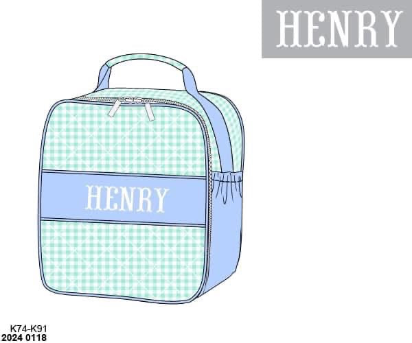 Pre Order 123: Mint Gingham Luggage- Lunchbox