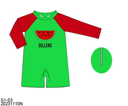 Pre Order 122: Watermelon Splash- Boys 1pc Rash Guard Swim