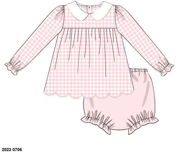 RTS: Gingham Basics- Girls Knit Diaper Set (No Monogram)