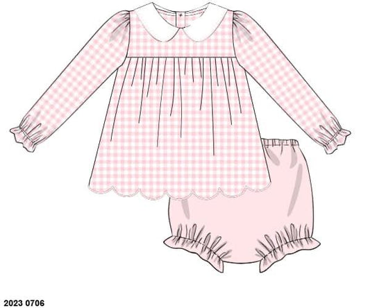 RTS: Gingham Basics- Girls Knit Diaper Set (No Monogram)