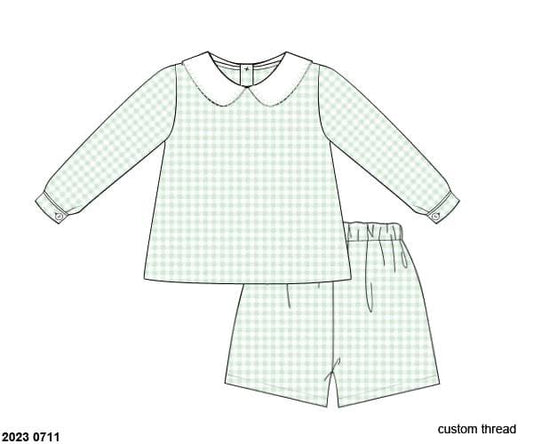 RTS: Gingham Basics- Boys Knit Angled Short Set (No Monogram)