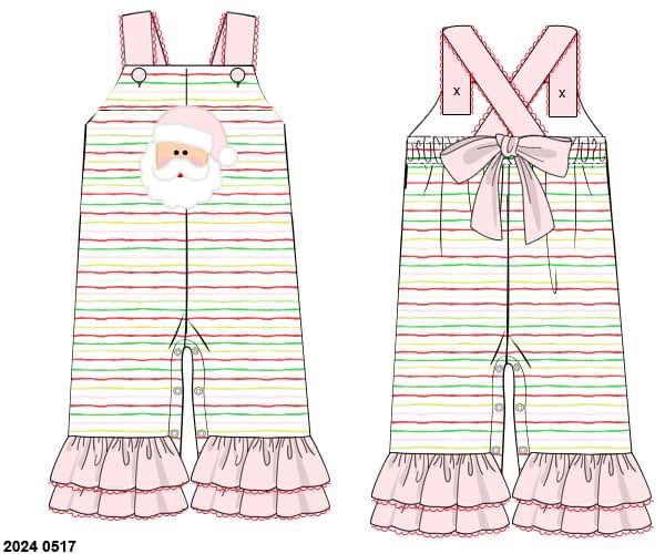 RTS: Holly Jolly Stripe- Girls Knit Romper