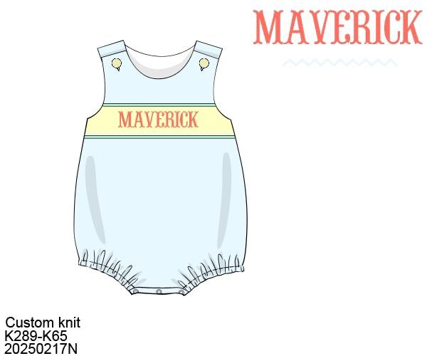 Pre Order 123: Icy Blue Name Smocks- Boys Knit Bubble