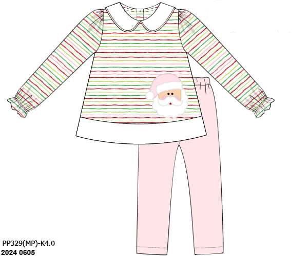 RTS: Holly Jolly Stripes- Girls Knit Legging Set