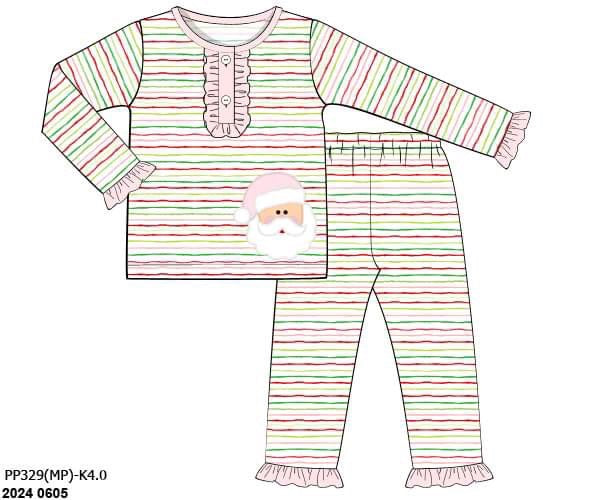 RTS: Holly Jolly Stripes- Girls 2pc Knit Lounge