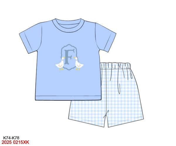 Pre Order 123: Silly Goose Crest- Boys Knit Angled Short Set