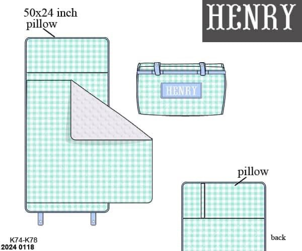 Pre Order 123: Mint Gingham Luggage- Nap Mat