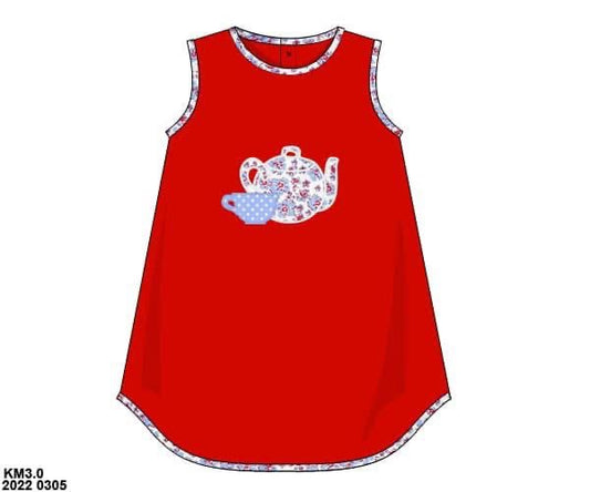 Pre Order 123: Trains & Tea Cups- Girls Knit Play Dress