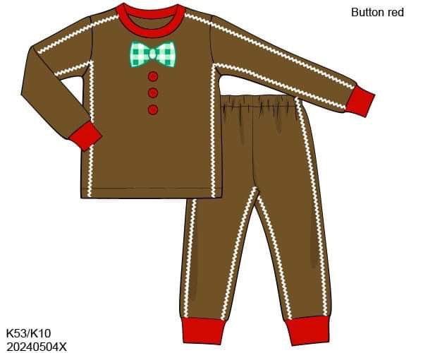 RTS: Holiday Fun Lounge- Unisex Gingerbread 2pc Knit Set