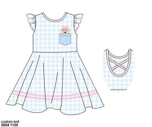 Pre Order 123: Puppy Pocket- Girls Knit Twirl Dress